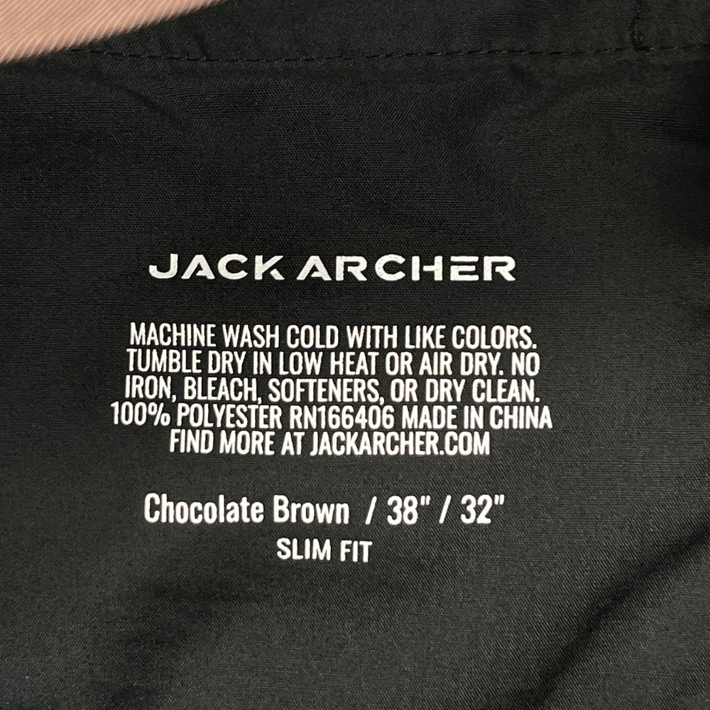Jack Archer Slim Fit Pants Mens 38x29 (Hemmed) Chocolate Brown Tech Chino Casual - Picture 3 of 8
